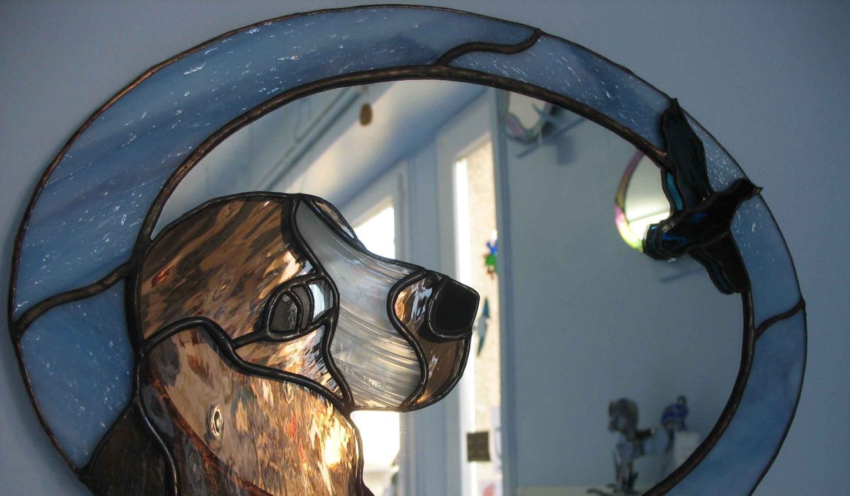 Miroir d'un chien de chasse création unique et originale